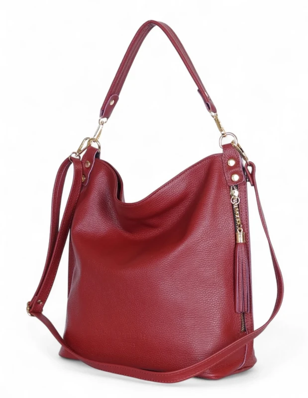 VERA PELLE – włoska torebka skórzana ze skóry naturalnej | Dwa paski