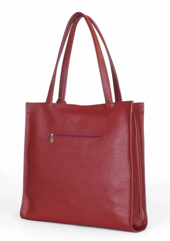 VERA PELLE Bordowa skórzana torebka damska | A4 | Made in Italy | Skóra naturalna