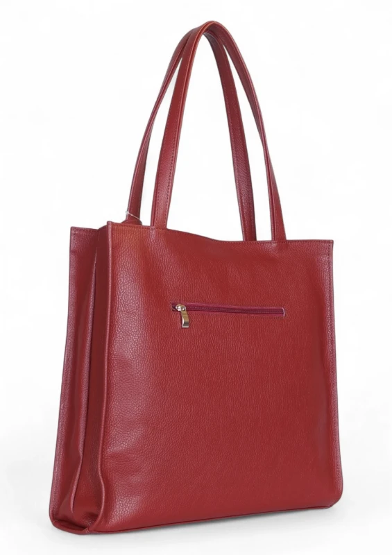 VERA PELLE Bordowa skórzana torebka damska | A4 | Made in Italy | Skóra naturalna