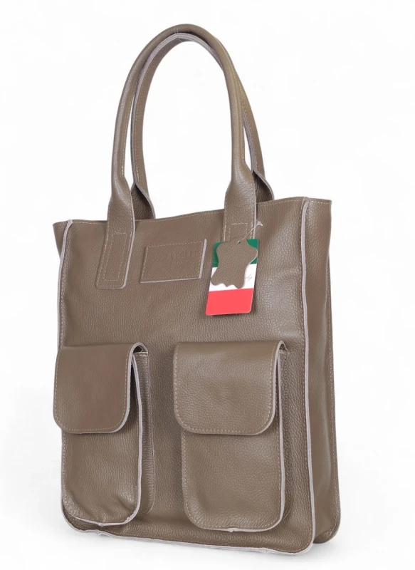 VERA PELLE Torebka skórzana A4 – włoska klasyczna torebka ze skóry naturalnej