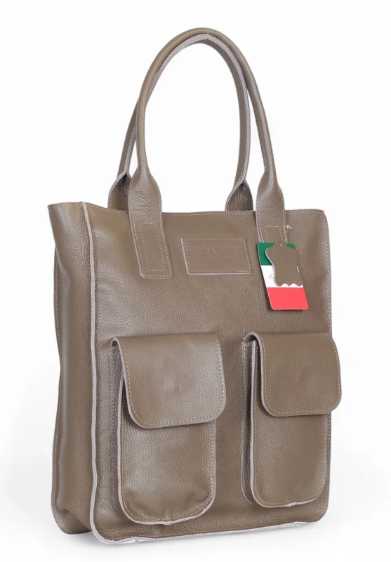 VERA PELLE Torebka skórzana A4 – włoska klasyczna torebka ze skóry naturalnej