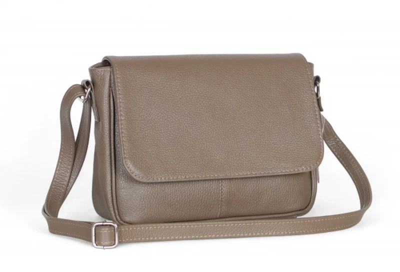 Vera Pelle – skórzana listonoszka z włoskiej skóry naturalnej Taupe