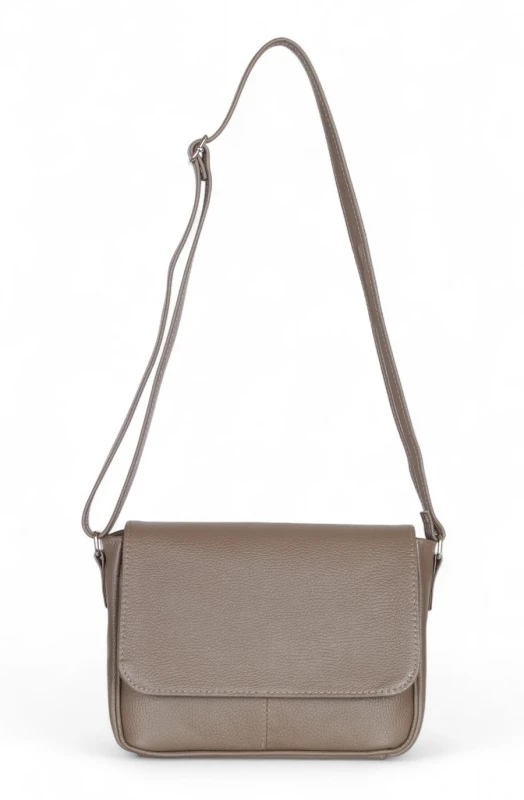 Vera Pelle – skórzana listonoszka z włoskiej skóry naturalnej Taupe