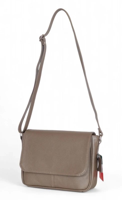 Vera Pelle – skórzana listonoszka z włoskiej skóry naturalnej Taupe