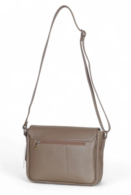 Vera Pelle – skórzana listonoszka z włoskiej skóry naturalnej Taupe