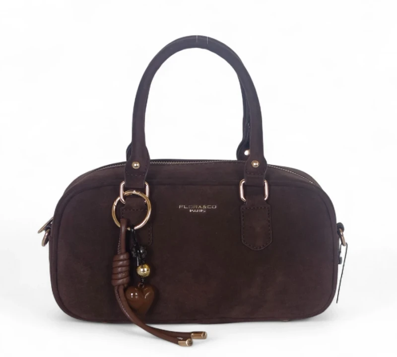 Torebka damska FLORA&amp;CO Paris kuferek czekoladowy zamszowy – modna torebka jesień zima 2025/26