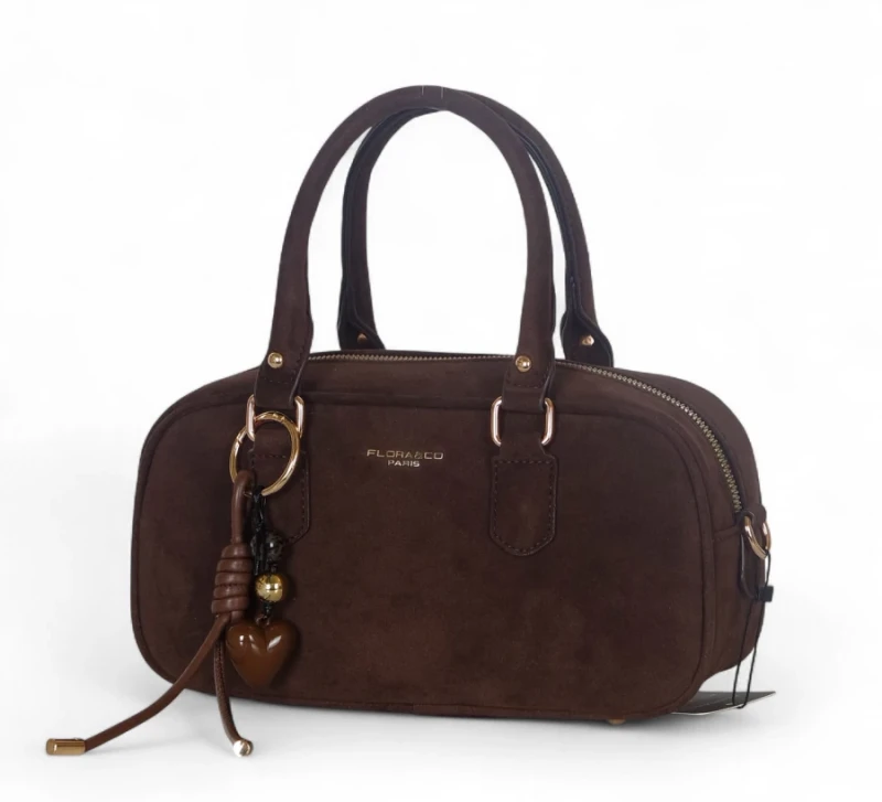Torebka damska FLORA&amp;CO Paris kuferek czekoladowy zamszowy – modna torebka jesień zima 2025/26