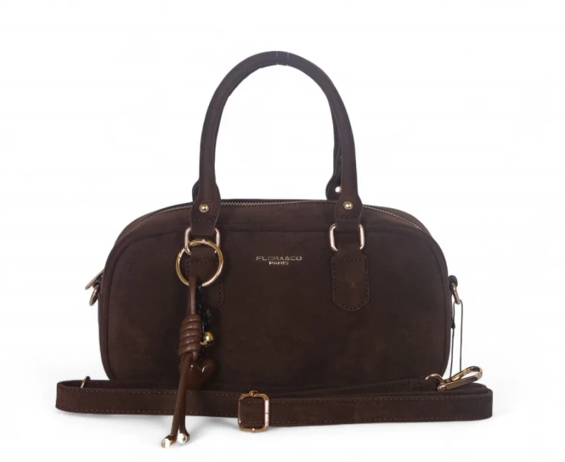 Torebka damska FLORA&amp;CO Paris kuferek czekoladowy zamszowy – modna torebka jesień zima 2025/26