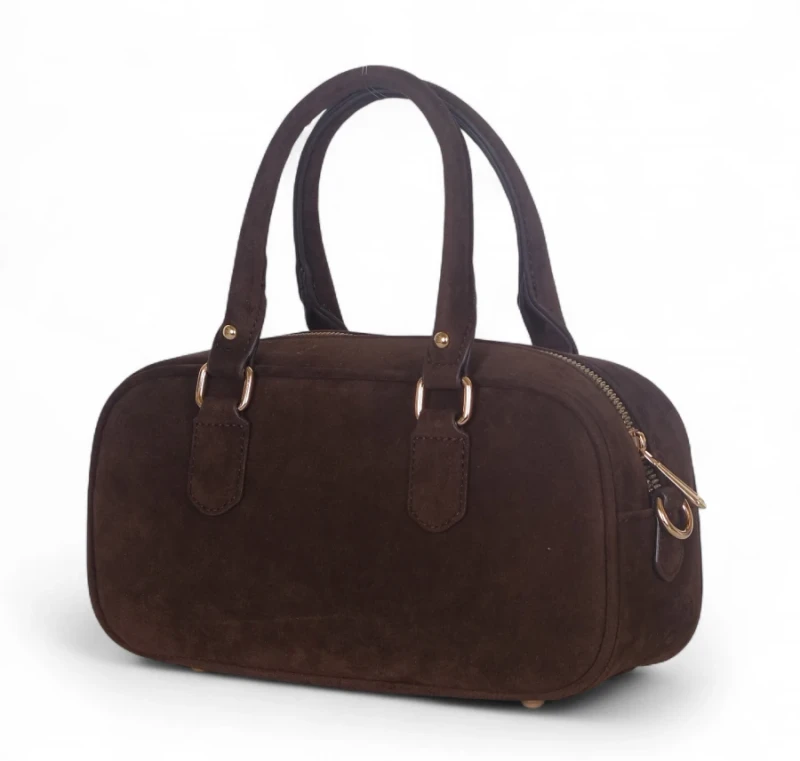 Torebka damska FLORA&amp;CO Paris kuferek czekoladowy zamszowy – modna torebka jesień zima 2025/26