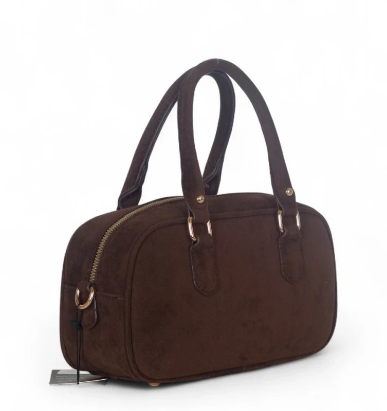 Torebka damska FLORA&amp;CO Paris kuferek czekoladowy zamszowy – modna torebka jesień zima 2025/26