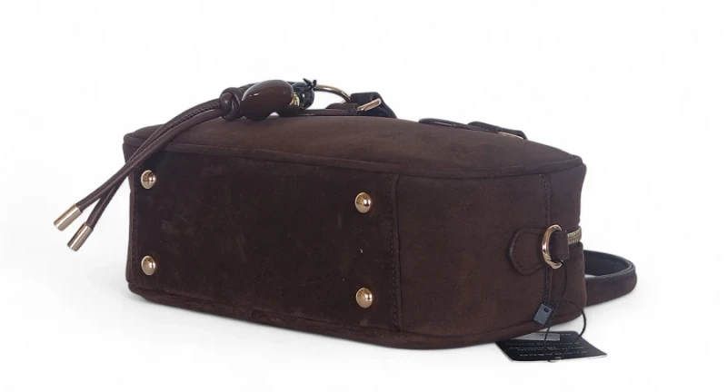 Torebka damska FLORA&amp;CO Paris kuferek czekoladowy zamszowy – modna torebka jesień zima 2025/26