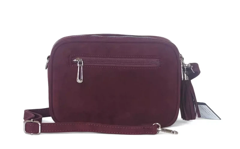 Torebka listonoszka Flora&amp;Co Paris – bordowa torebka damska zamszowa, dwukomorowa, nowa kolekcja Jesień Zima 2025/26