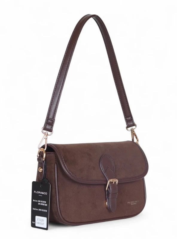 Torebka listonoszka Flora&amp;Co Paris – zamszowa torebka damska z ekoskóry, dwa paski, nowa kolekcja Jesień Zima 2025/26