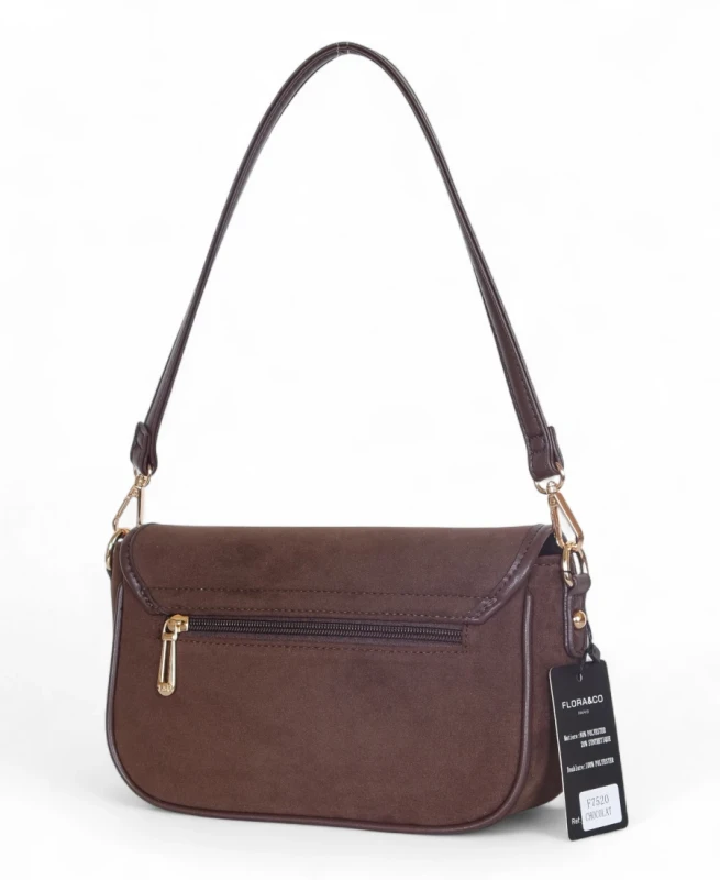 Torebka listonoszka Flora&amp;Co Paris – zamszowa torebka damska z ekoskóry, dwa paski, nowa kolekcja Jesień Zima 2025/26