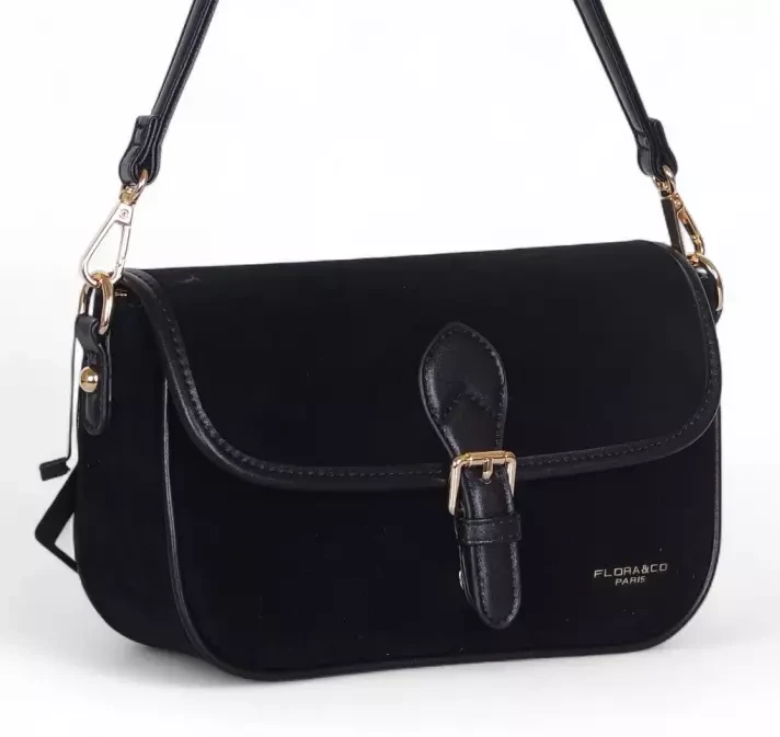 Torebka listonoszka Flora&amp;Co Paris – zamszowa torebka damska z ekoskóry, dwa paski, nowa kolekcja Jesień Zima 2025/26