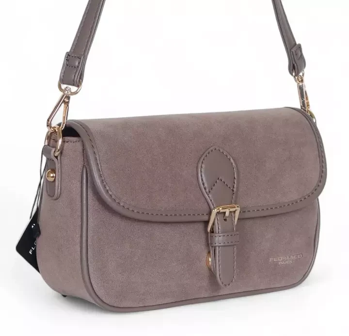 Torebka listonoszka Flora&amp;Co Paris – zamszowa torebka damska z ekoskóry, dwa paski, nowa kolekcja Jesień Zima 2025/26