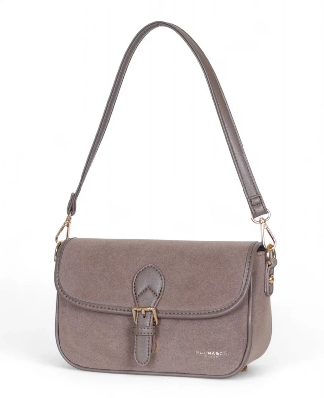 Torebka listonoszka Flora&amp;Co Paris – zamszowa torebka damska z ekoskóry, dwa paski, nowa kolekcja Jesień Zima 2025/26