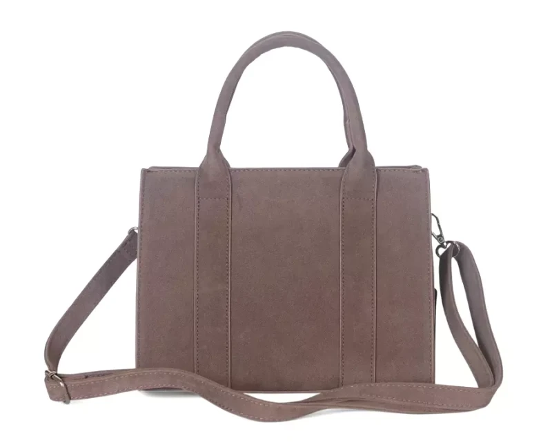 Torebka damska Flora&amp;Co – zamszowy kuferek z paskiem Taupe