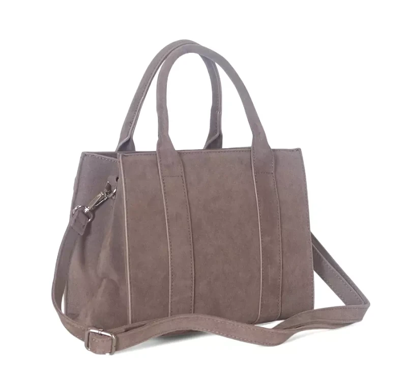 Torebka damska Flora&amp;Co – zamszowy kuferek z paskiem Taupe