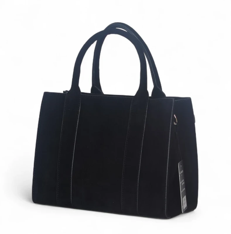 Torebka damska Flora&amp;Co – czarny zamszowy kuferek z paskiem