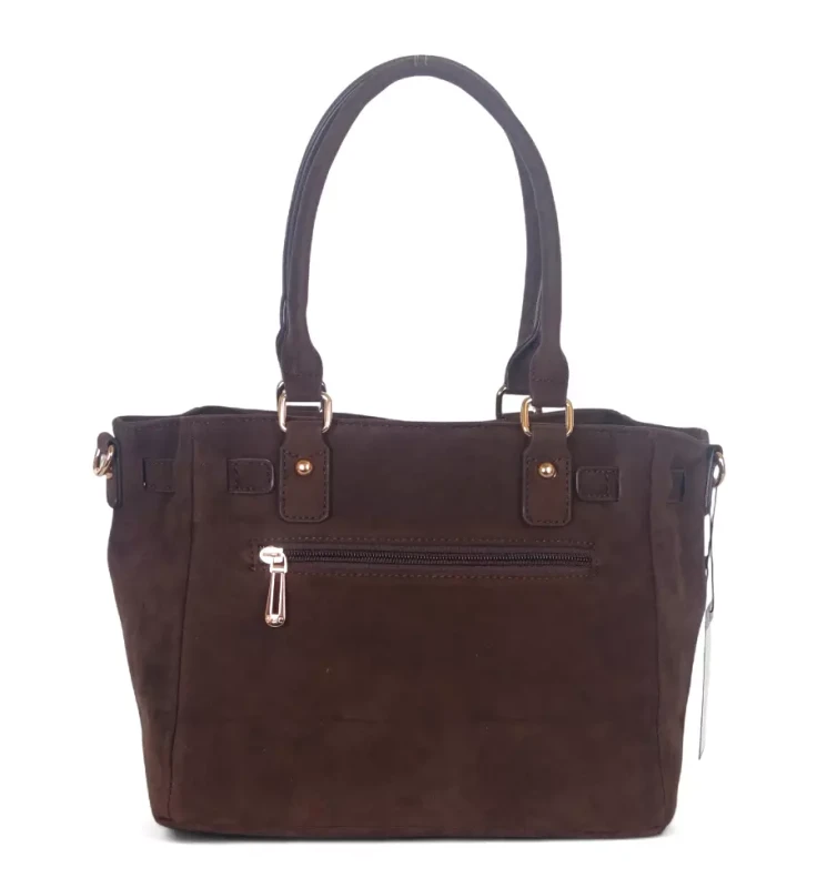 Torebka damska Flora&amp;Co – zgrabny czekoladowy shopper z zamszu ekologicznego