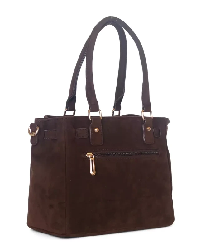 Torebka damska Flora&amp;Co – zgrabny czekoladowy shopper z zamszu ekologicznego