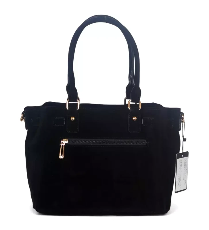 Torebka damska Flora&amp;Co – zgrabny czarny shopper z zamszu ekologicznego