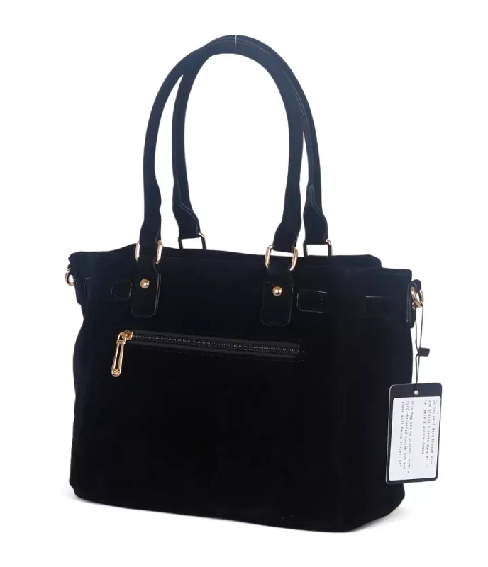 Torebka damska Flora&amp;Co – zgrabny czarny shopper z zamszu ekologicznego