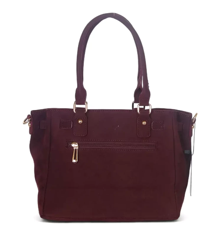 Torebka damska Flora&amp;Co – zgrabny bordowy shopper z zamszu ekologicznego