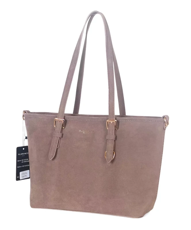Torebka damska Flora&amp;Co – elegancki zgrabny shopper z zamszu ekologicznego