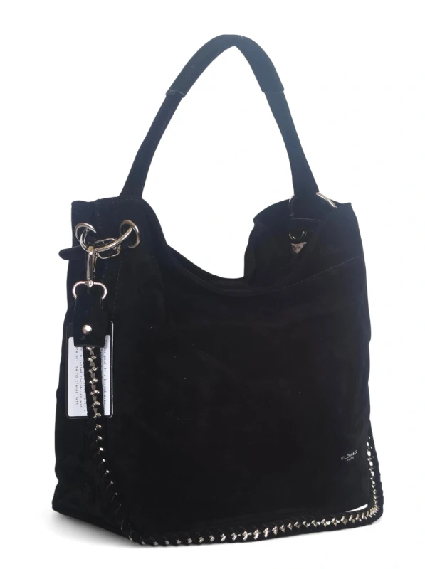 Czarna torebka damska Flora&amp;Co – elegancki worek z zamszu ekologicznego