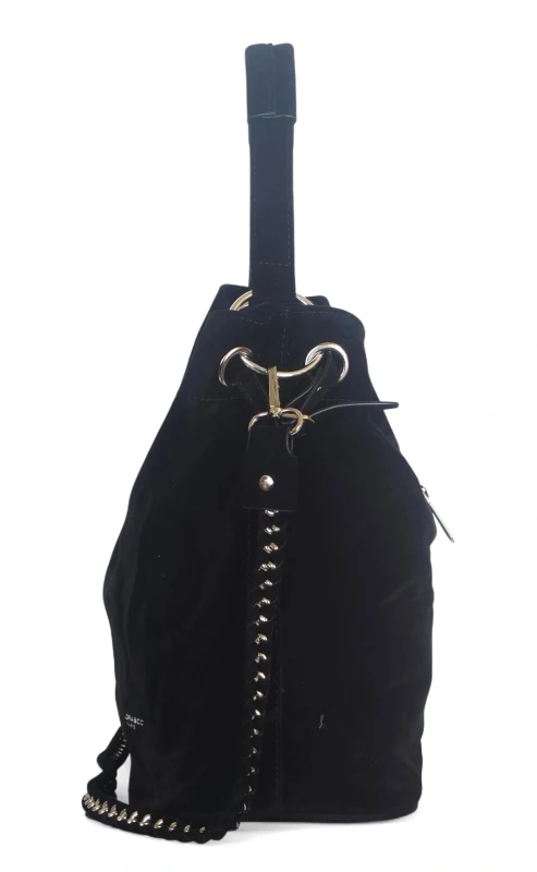 Czarna torebka damska Flora&amp;Co – elegancki worek z zamszu ekologicznego