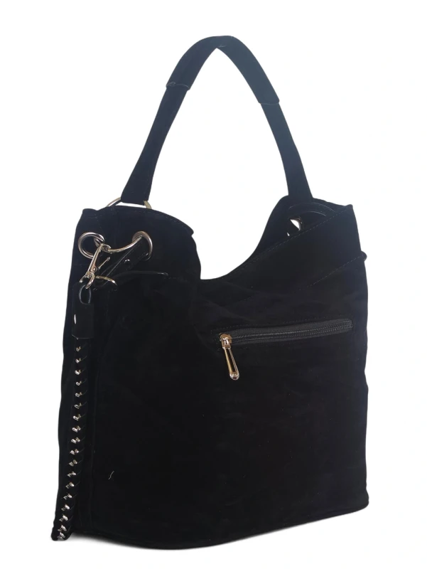 Czarna torebka damska Flora&amp;Co – elegancki worek z zamszu ekologicznego