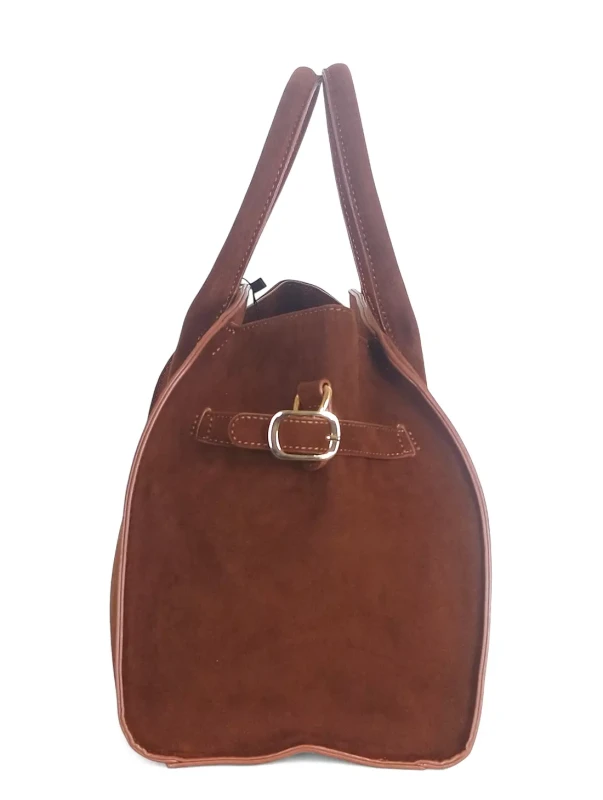 Elegancka torebka Flora&amp;Co Paris – duża brązowa torba z zamszu ekologicznego na ramię i do ręki