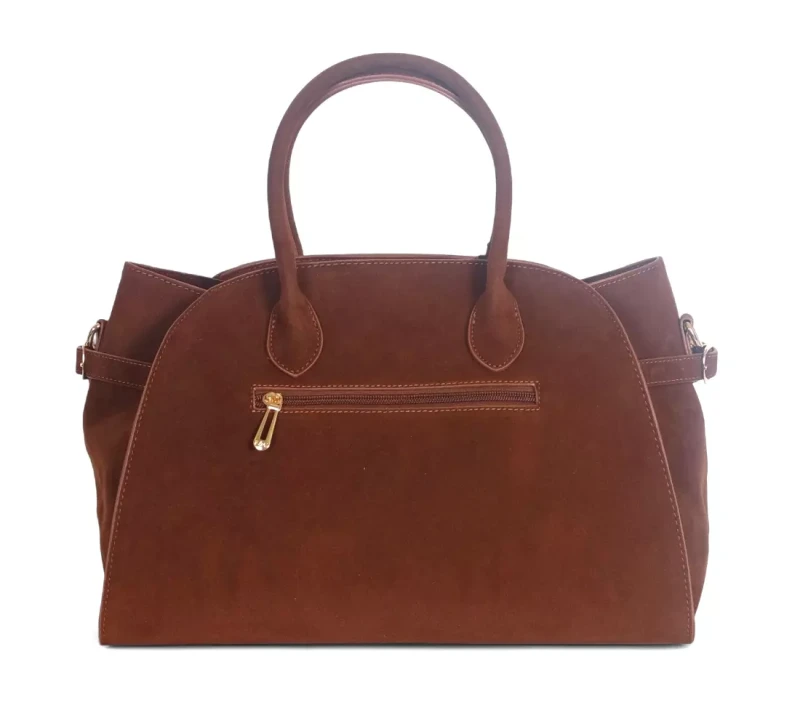 Elegancka torebka Flora&amp;Co Paris – duża brązowa torba z zamszu ekologicznego na ramię i do ręki