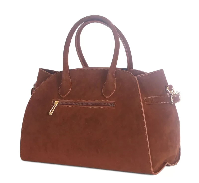 Elegancka torebka Flora&amp;Co Paris – duża brązowa torba z zamszu ekologicznego na ramię i do ręki