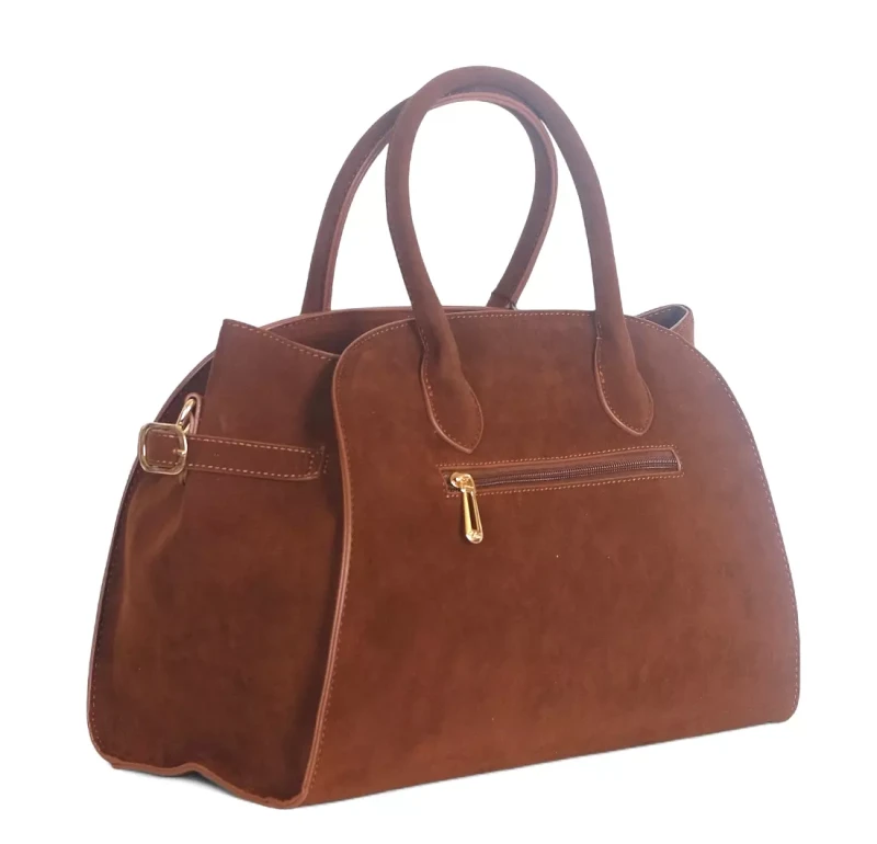 Elegancka torebka Flora&amp;Co Paris – duża brązowa torba z zamszu ekologicznego na ramię i do ręki