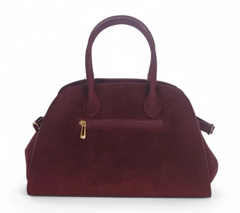 Elegancka torebka Flora&amp;Co Paris – duża bordowa torba z zamszu ekologicznego na ramię i do ręki