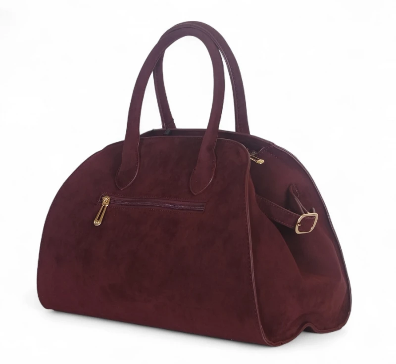 Elegancka torebka Flora&amp;Co Paris – duża bordowa torba z zamszu ekologicznego na ramię i do ręki