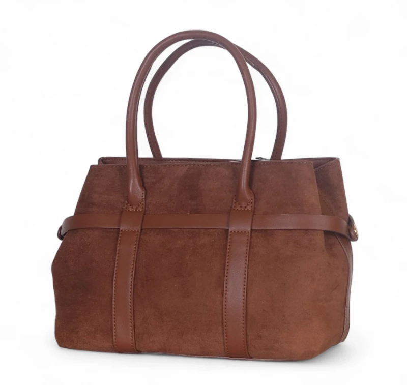 Torebka zamszowa Gallantry Paris – elegancki kuferek z ekoskóry i regulowaną szerokością