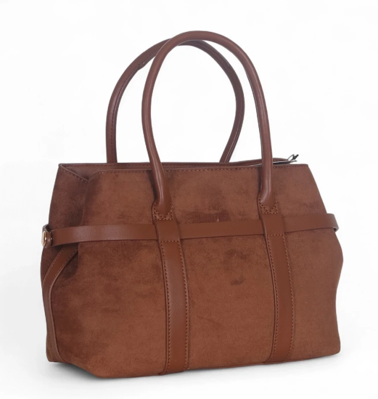 Torebka zamszowa Gallantry Paris – elegancki kuferek z ekoskóry i regulowaną szerokością