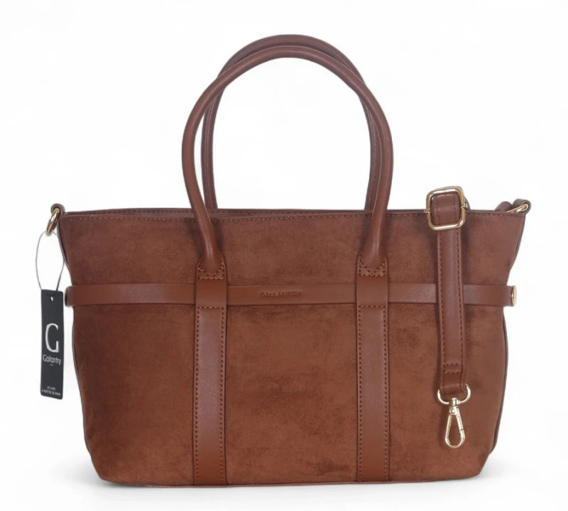 Torebka zamszowa Gallantry Paris – elegancki kuferek z ekoskóry i regulowaną szerokością