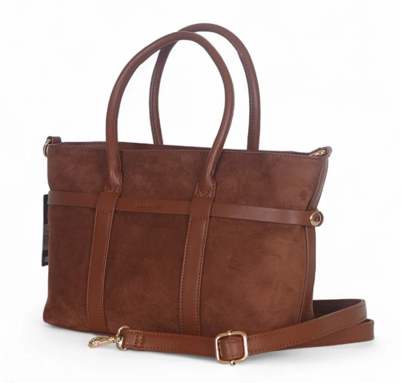 Torebka zamszowa Gallantry Paris – elegancki kuferek z ekoskóry i regulowaną szerokością