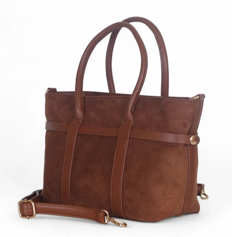 Torebka zamszowa Gallantry Paris – elegancki kuferek z ekoskóry i regulowaną szerokością