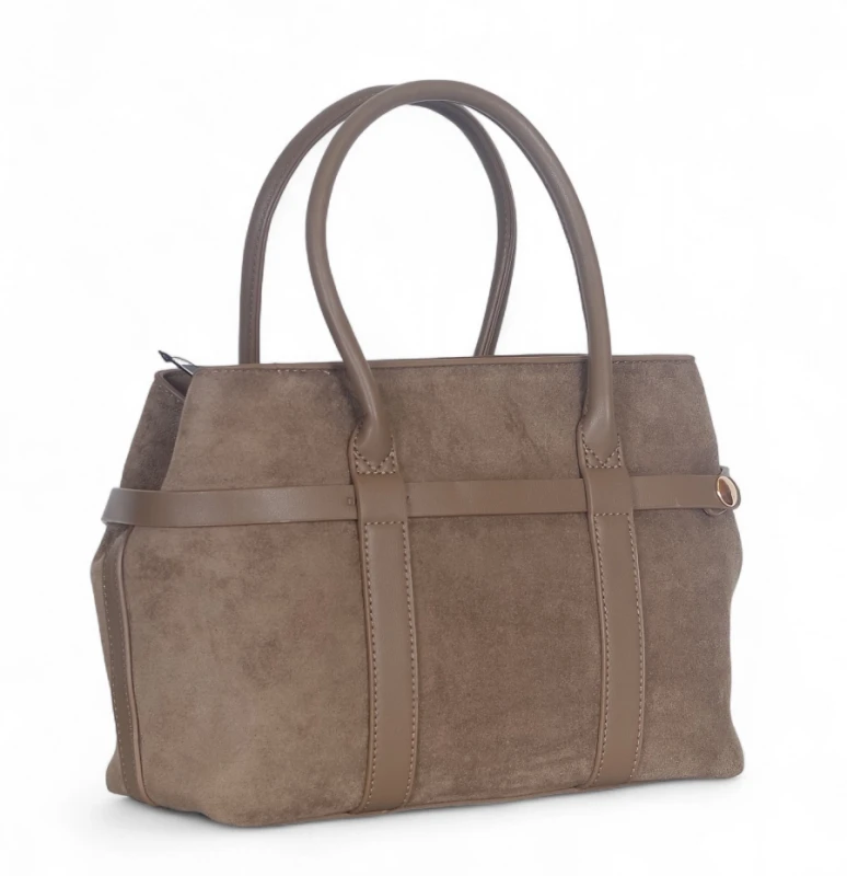 Torebka zamszowa Gallantry Paris – elegancki kuferek z ekoskóry i regulowaną szerokością