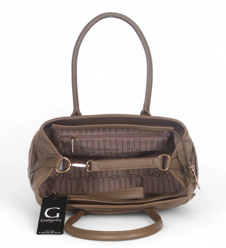 Torebka zamszowa Gallantry Paris – elegancki kuferek z ekoskóry i regulowaną szerokością