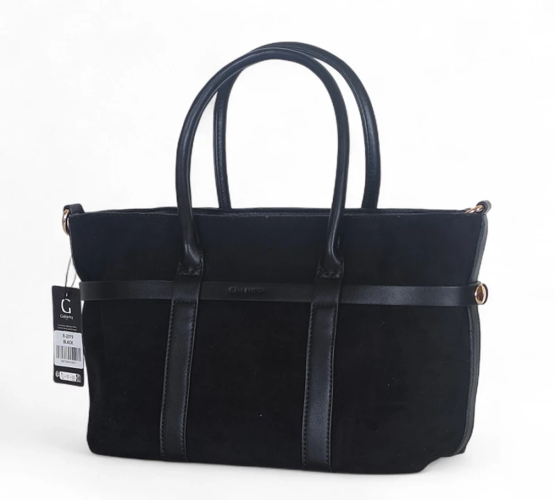 Torebka zamszowa Gallantry Paris – elegancki kuferek z ekoskóry i regulowaną szerokością