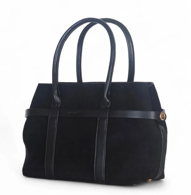 Torebka zamszowa Gallantry Paris – elegancki kuferek z ekoskóry i regulowaną szerokością