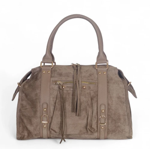 Torebka Gallantry Paris zamszowa shopper bag – modna torba z frędzlami i eko skórą