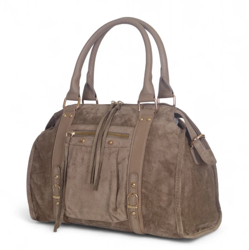 Torebka Gallantry Paris zamszowa shopper bag – modna torba z frędzlami i eko skórą